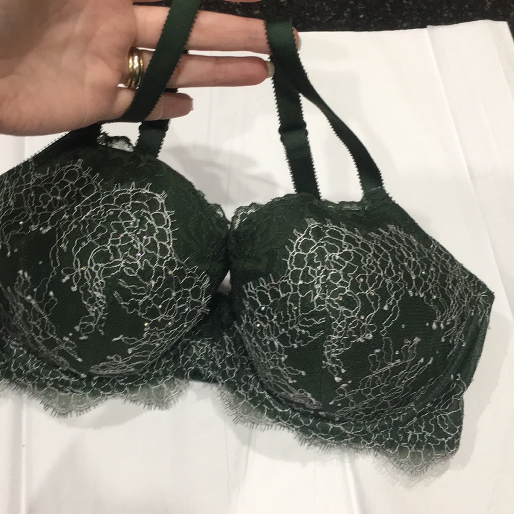 Women's Lace Underwire Bra - Dark Green